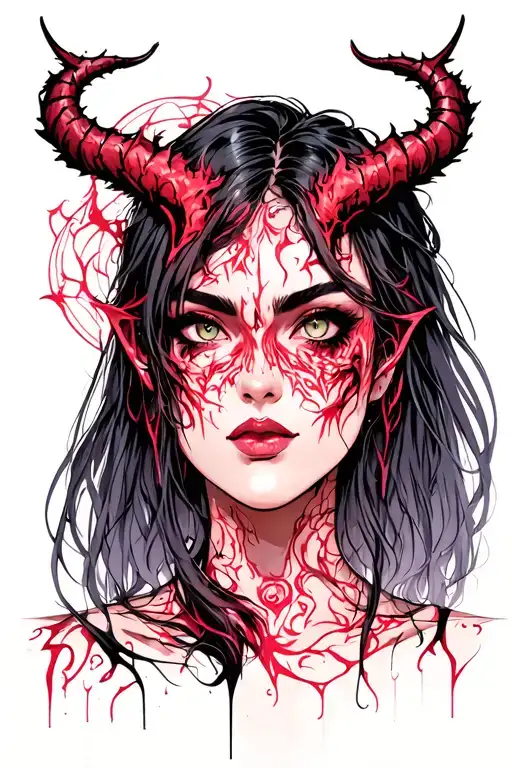 Woman's Face Inspired By Demonic Themes