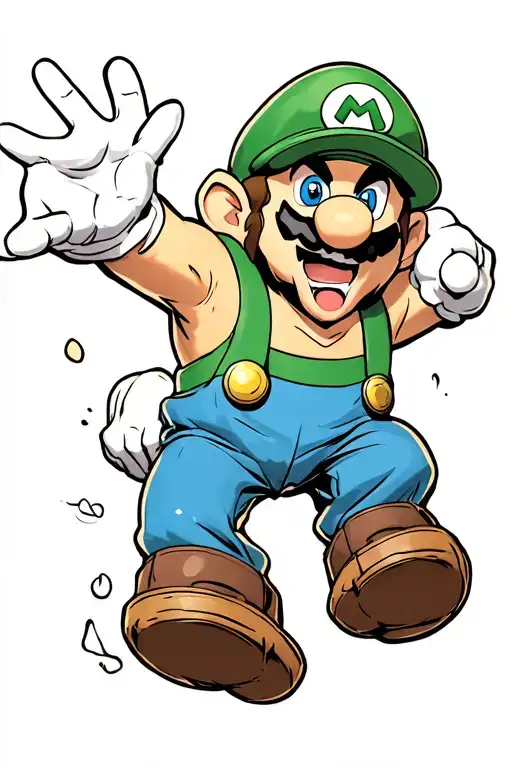 Wario From Mario Brothers Leaping Into The Air With His First Out