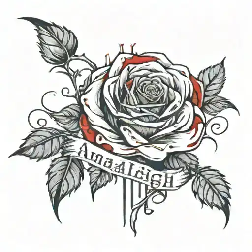 Red Roses Dripping In Blood On The Name Analeigh