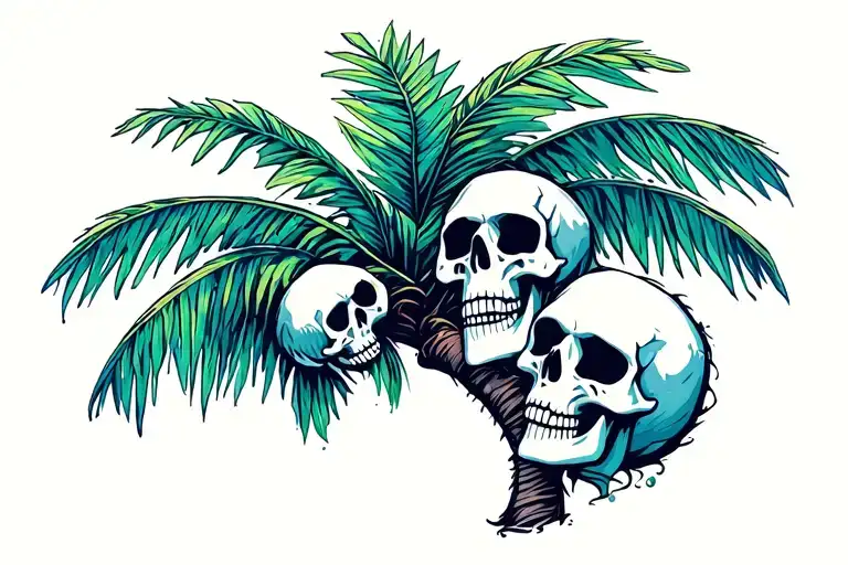 Coconut Tree With Skulls