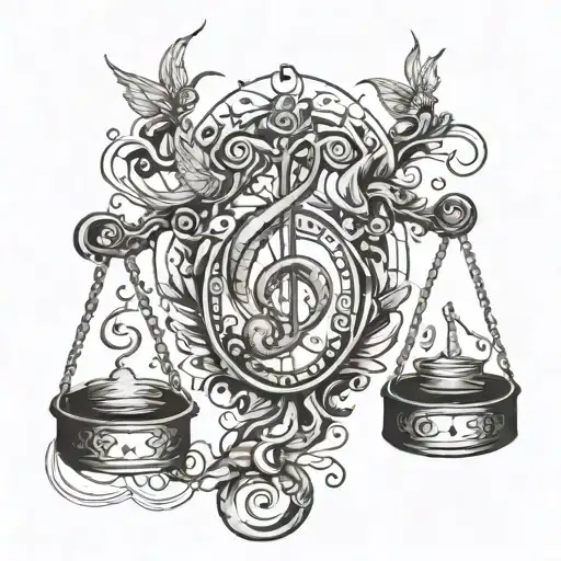 Balanced Scales With A Musical Note