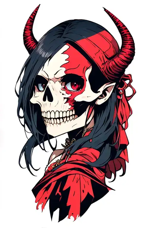 Nezuko Anime Devil With Half Skull Face