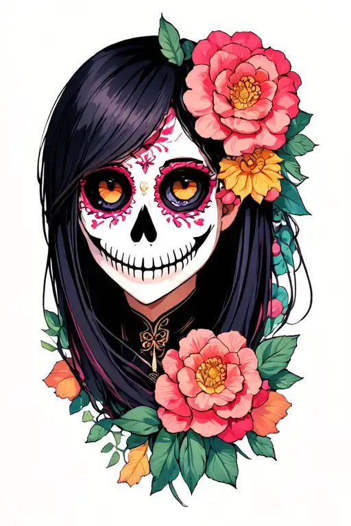 Nezuko Anime With Day Of The Dead Face