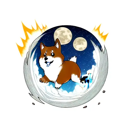Corgi Jumping Over The Moon
