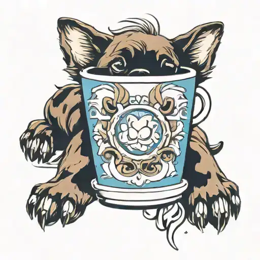 Blue Coffee Cup With Dog Paw