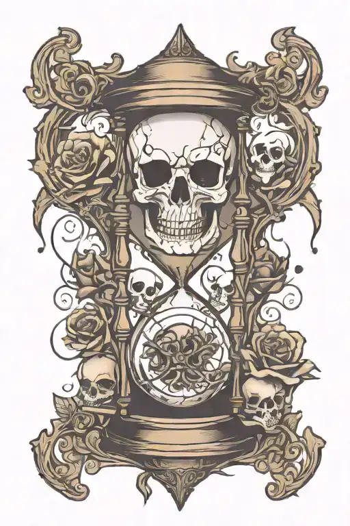 Emo Inspired Hourglass With Skull