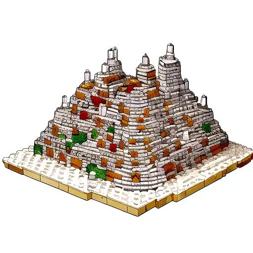 Lego Brick Mountain With Cheese In The Background