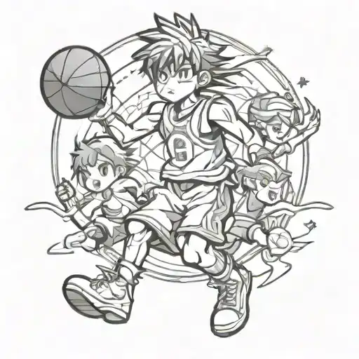 Famous Videogame Characters Playing Basketball