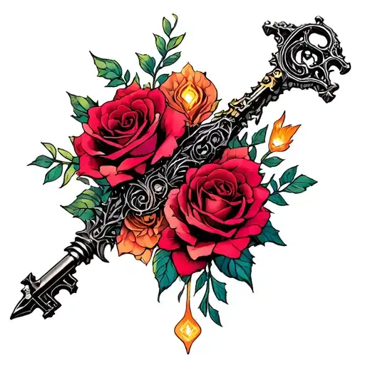 Kingdom Hearts Key Blade With Roses And Organized Chaos Show Case The Darkness And The Light