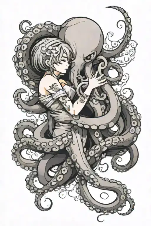 Octopus Wrapped Arms Around Herself