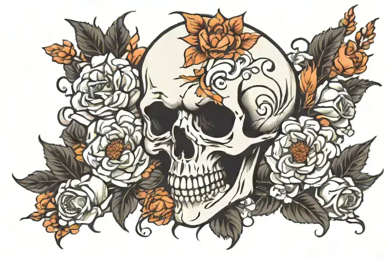 Skull And Flowers