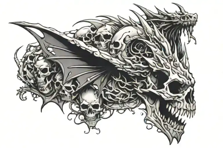 Dragon And Skulls