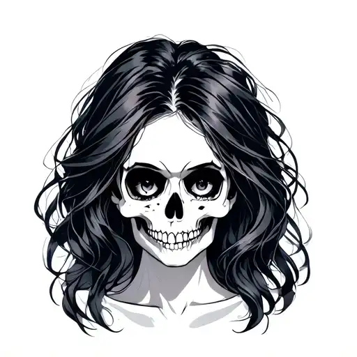 The Face Of A Woman With A Skull