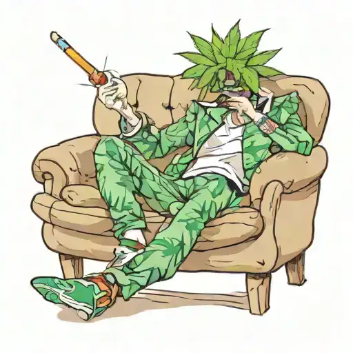 Marijuana Joint Laying On A Couch Smoking A Doobie