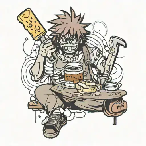 Pochita Chainsaw Man Eating Breadwith Jam Jar