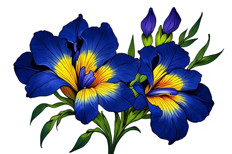 Iris Flower Surrounded By Cosmo Flower