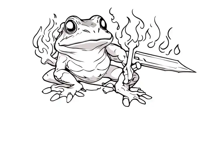 Frog Holding Flaming Sword