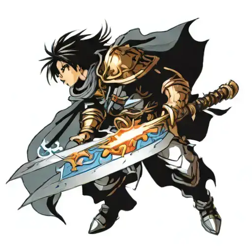 A Paladin In Mid Air With His Sword