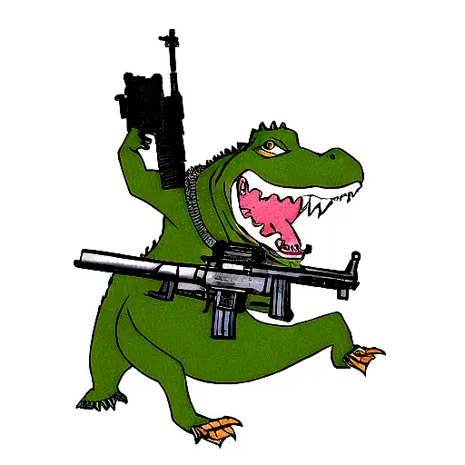 Crocodile Holding A Machine Gun