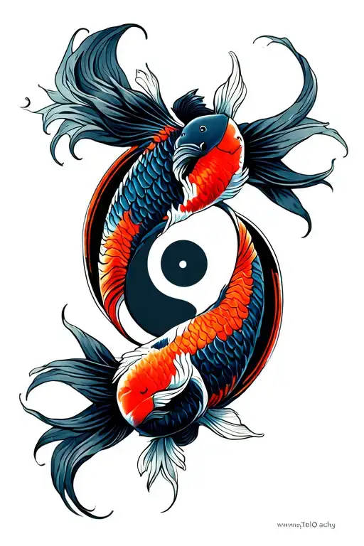 Ouroborous With Koi Fish Yin Yang At The Center