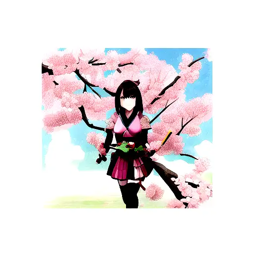 Katana Surrounded By Cherry Blossoms