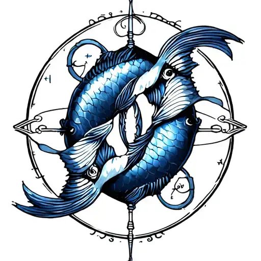 Pisces An Libra Symbol Merging Tattoo