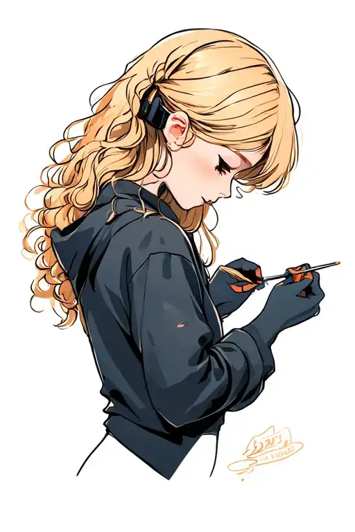 Girl With Blonde Hair Getting A Tatto Design