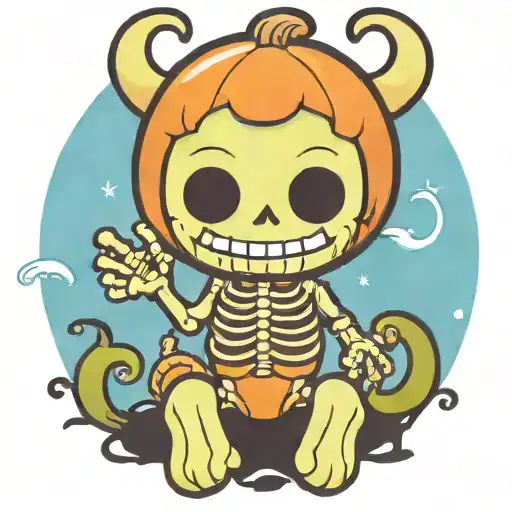 Kawaii Halloween Monster Skeleton