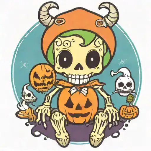 Kawaii Halloween Monster Skeleton