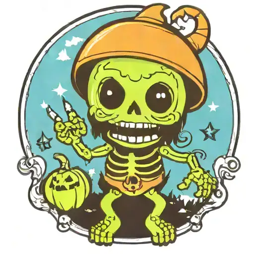 Kawaii Halloween Monster Skeleton