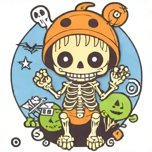 Kawaii Halloween Monster Skeleton