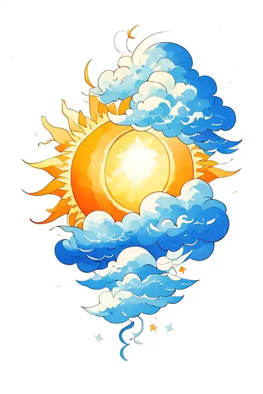 Cloud And Sun Hug Each Other