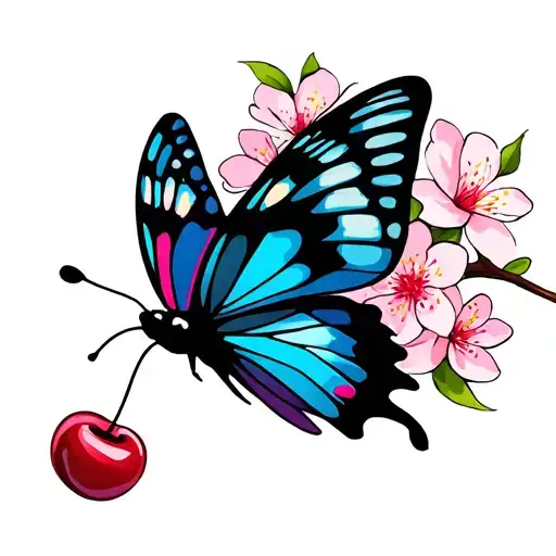 Butterfly W Cherry Blossoms