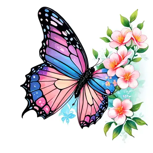 Butterfly W Blossoms Wrapping
