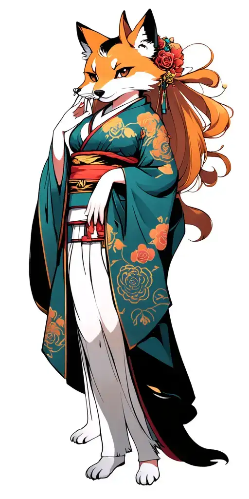 Female Kitsune Wearing A Kimono