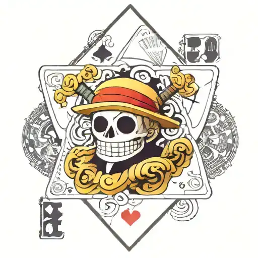 One Piece Tattoo In Deck Of Cards Forming The Shape