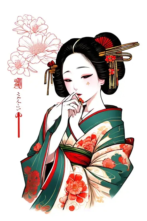 Geisha Covering Her Face