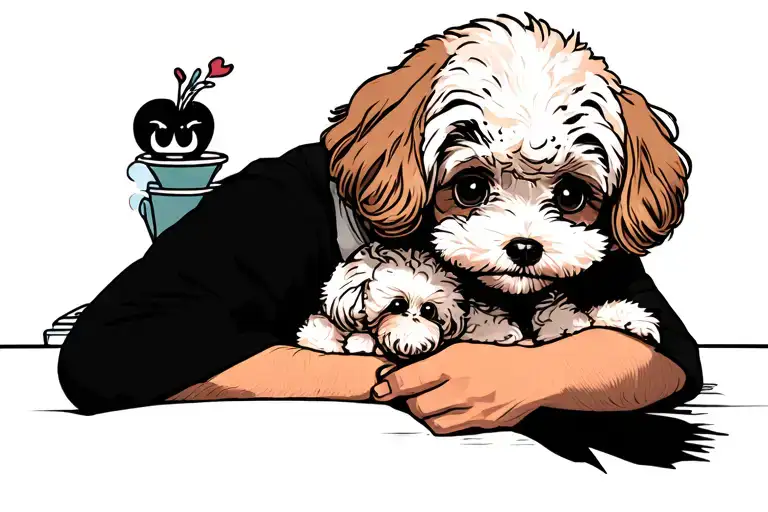 Man Hugs Toy Poodle