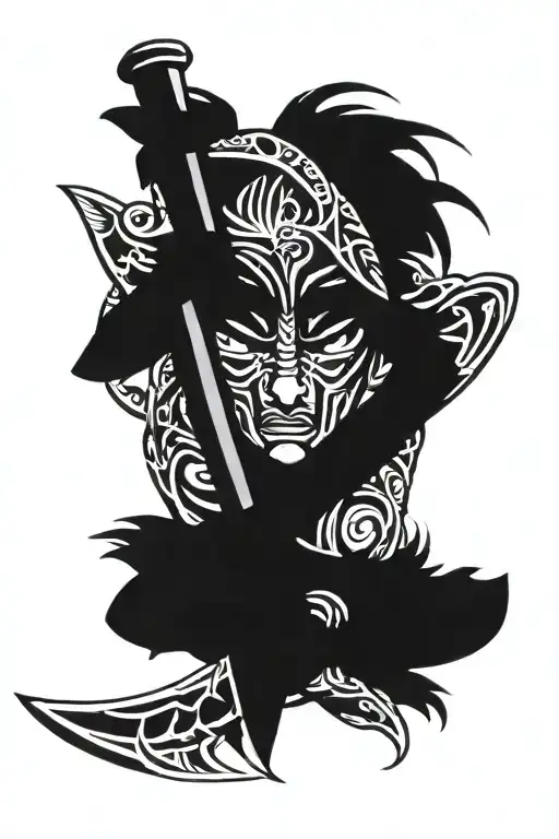 Tribal Tattoo Around A Knife