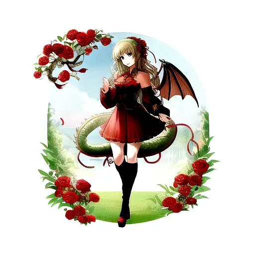 Dragon With Roses