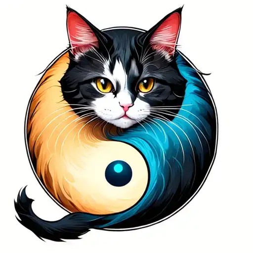 Yin Yang 2 Cats Laying