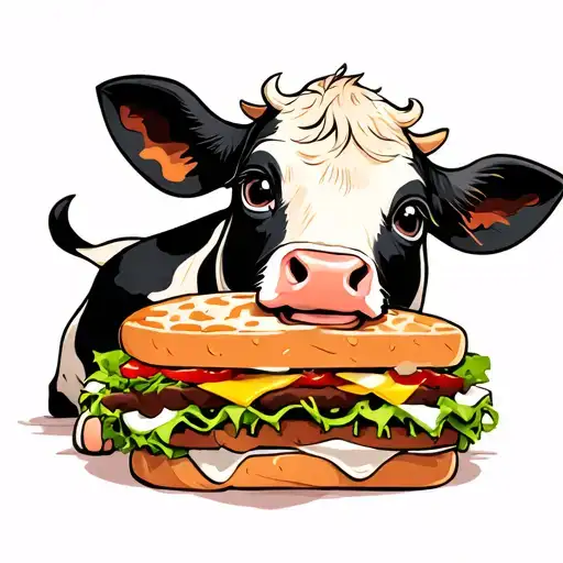 Baby Cow Eating A Sandwich