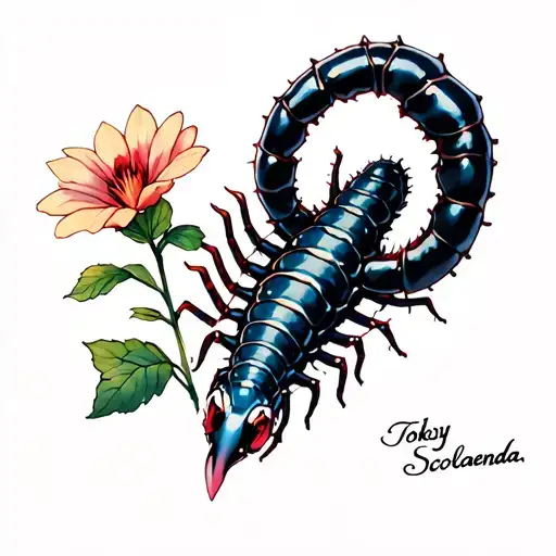 A Tokyo Ghoul Scolopendra Circling A Chocolate Cosmo Flower