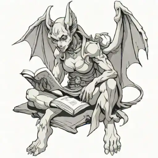 Female Gargoyle Warrior Reading