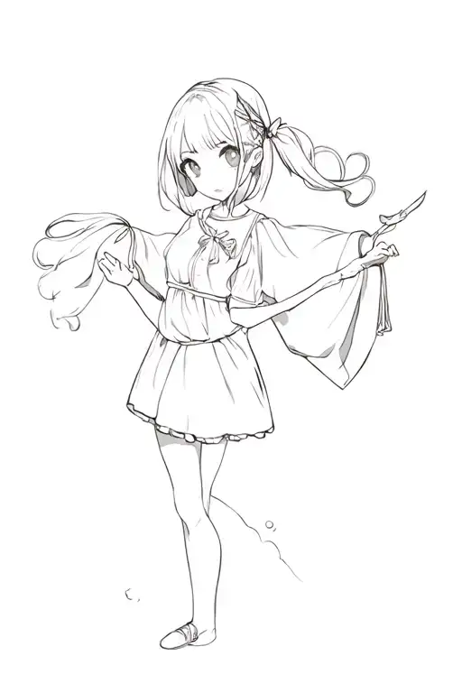 A Girl Holding A Wand