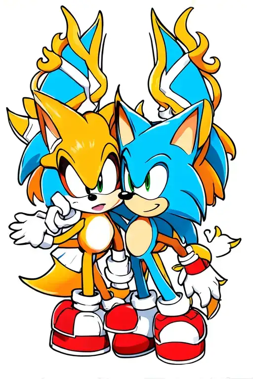 Sonic And Tails Entwined Looking