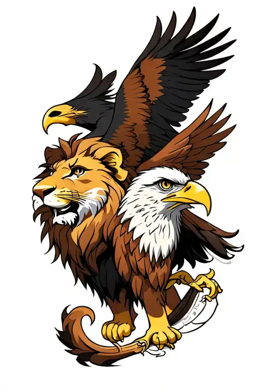 Lion And Eagle Combined Together