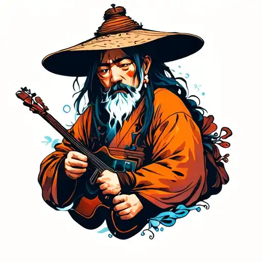 Japanese Tattoo Drunk Vagabond Travelling