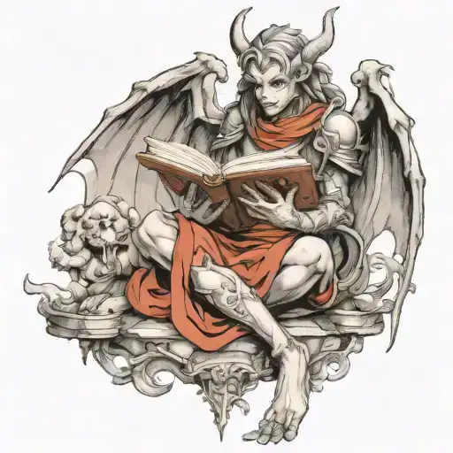 Female Gargoyle Warrior Reading