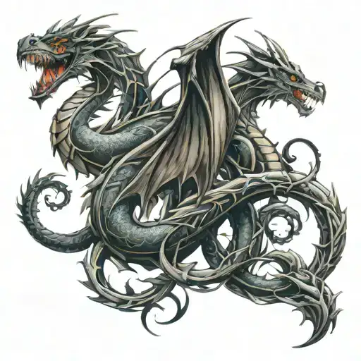Family Of Gothic Dragons Intertwined